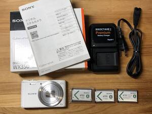 【ジャンク】 SONY ソニー Cyber-Shot DSC-WX350ホワイト + おまけ バッテリーNP-BX1(3個)、充電器