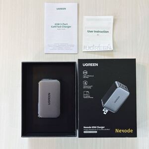 UGREEN Nexode 充電器 Type-C 65W PD GaNII窒化ガリウム USB-C*2&USB-A*1 22.5W PD3.0 PPS対応 iPhone・Android その他USB-C対応 PSE認証