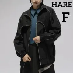 美品　ハレ　HARE  レース切り替えトラックジャケット　F  ブラック　レース