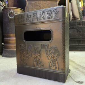 銅板ティッシュボックス&ゴミ箱 エジプト柄 壁画 アンティーク レトロ インテリア雑貨 小物