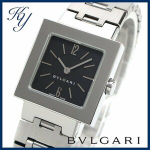 1円～ 3ヶ月保証付き 磨き済み 美品 本物 人気 BVLGARI ブルガリ クアドラード SQ22SS ブラック レディース 時計