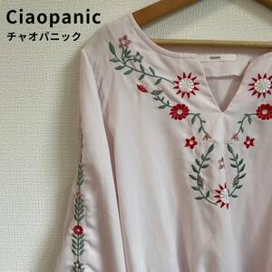 Ciaopanic チャオパニック ペプラム チュニック 刺繍 ブラウス