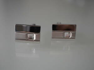 【Aquascutum】 アクアスキュータム シルバー ライン クリアストーン カフリンクス Cufflinks