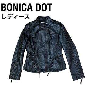 BONICADOT ボニカドット　レディース　黒　レザージャケット　ラムレザー　羊革　本革　シングルライダース　革ジャン　ダブルライダース