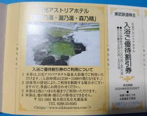 複数出品 日光アストリアホテル 龍頭乃湯 瀧乃湯 森乃湯 入浴ご優待割引券