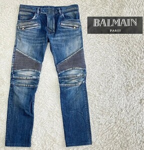 【ダメージ加工★】W29 BALMAIN ストレッチバイカーデニムパンツ/ジーンズ◆ブルーベル・ジャパン正規☆バルマン (11)