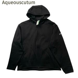 新品タグ付☆Aqueouscutum☆アクアスキュータム ハイブリッド フリースジップパーカー ブラック黒 サイズM