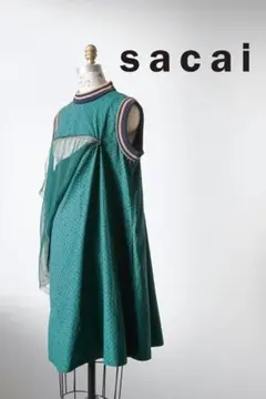 sacai サカイ ドット柄 ノースリーブ ワンピース