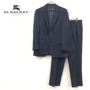 1N1837-K◆良品 日本製 BURBERRY LONDON バーバリー シングルスーツ◆size96-86-170 AB5 ネイビー 総裏仕立て カシミヤ混ウール 紳士