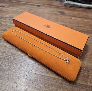 美品☆HERMES エルメス エシャペ シェーヌダンクル チェーン ネックレス K18WG 750 ケース付き 