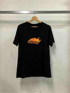 STUSSY ステューシー 半袖Tシャツ サイズS ブラック バーニング センターロゴ