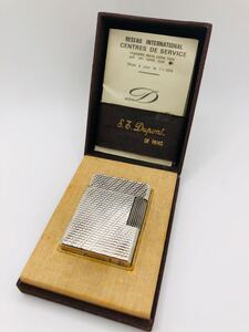 1Ro1-1. 必見! 中古品 S.T.Dupont デュポン ライン1 ローラー ガスライター シルバーカラー ケース付き 火花のみ確認済み 中古品 現状品