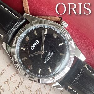 ■美品■オリス■ORIS 手巻き機械式1980年代ヴィンテージメンズ腕時計アンティーク即納 男性人気ブランド 黒181