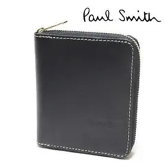 《ポールスミス》箱付新品 立体ロゴ レザーラウンドジップ2つ折り財布 ウォレット