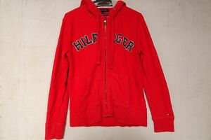 TOMMY HILFIGER/トミーヒルフィガー/長袖パーカ/Vintage Fit/スウェット素材/前ジップアップ/ワッペンプリント/赤/レッド/Mサイズ(11/20R)