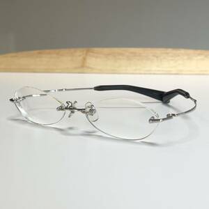 ◆999.9 フォーナインズ ツーポイント 縁無し 眼鏡フレーム TITANIUM チタン製 メガネ メンズ 5JC シルバー eyewear アイウェア