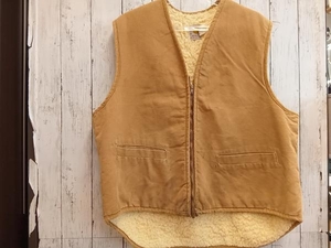 【ビンテージ】Carhartt 70s USA製 パイルボアダックベスト カーハート 70年代 メンズ XL SCOVILL ジップ オーカー キャメル アメカジ