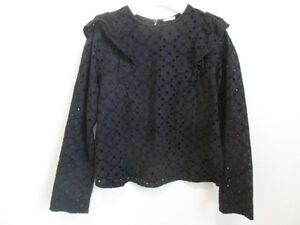 (54413)ZARA　ザラ　キッズ　レース　ブラウス　カットソー　長袖　ブラック　11-12　152㎝　USED