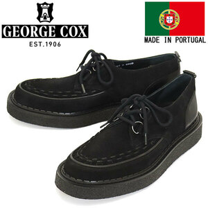 GEORGE COX (ジョージコックス) INTERLACE HATTON ラバーソール レザーシューズ 090B BLACK SUEDE UK7-約26.0cm