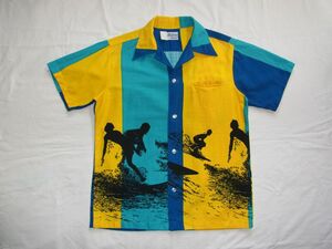 ☆美品☆ 60s ビンテージ Maluna Hawaii Surfer サーファー バーククロス アロハ ハワイアン シャツ sizeS ☆USA古着 The Endless Summer