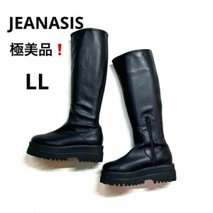 極美品★ジーナシス　ビガーロングブーツ　LL サイドジップ　ブラック　JEANASIS　25.0〜25.5程度　厚底　トラックソール