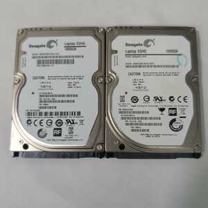 1TB 使用時間極少(372h/1098h) 2.5inch HDD SATA P01370【1円スタート/2枚セット】