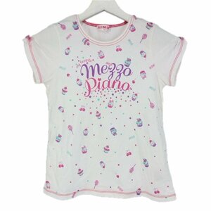 【美品】メゾピアノ mezzo piano Tシャツ 半袖 綿100％ 女の子 サイズ140 ホワイト