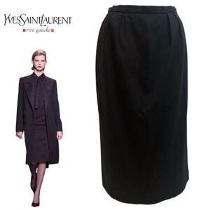 YVES SAINT LAURENT PARIS rive gauche VINTAGE 2000s エルバス期 MADE IN FRANCE ストレッチウールスカート 膝丈スカート 36 アーカイブ