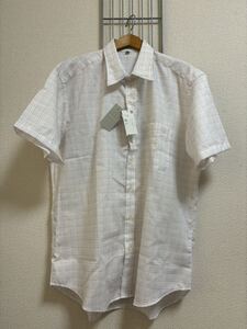 新品（タグ付き）［UNIQLO］ユニクロ　ドビーチェックシャツ　半袖　ホワイト　XL 0240802-485