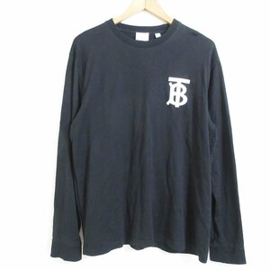 美品 BURBERRY バーバリー LONG-SLEEVE MONOGRAM MOTIF TBロゴ 長袖 Tシャツ カットソー M ブラック