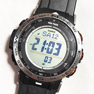 動作品 CASIO カシオ プロトレック PRW-30 電波ソーラー SOLAR アナログ メンズ腕時計 稼働品 ソ390