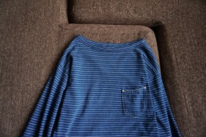 ★21年購入×定価2.1万円×でこぼこ天竺◎藍染めの素朴な佇まいも美しい長袖Tシャツ★ 45rpm 45R 即決 メンズも インディゴ染め ロンT