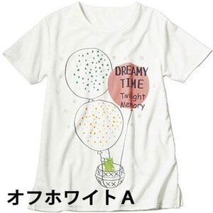 (ポスト投函 送料無料)5Lサイズ 綿混Tシャツ 吸汗 速乾生地 ルームウェア レディース 半袖シャツ NH858 オフホワイトA　大きいサイズ