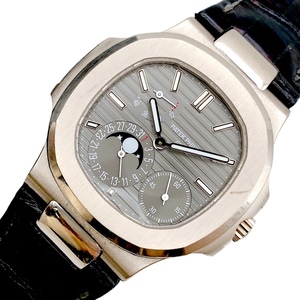 パテック・フィリップ PATEK PHILIPPE ノーチラス ムーンフェイズ 5712G-001 K18ホワイトゴールド 革ベルト 腕時計 メンズ 中古