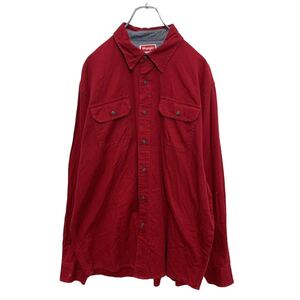 Wrangler 長袖 ワーク シャツ L レッド ラングラー ツーポケット 古着卸 アメリカ仕入 a504-5832