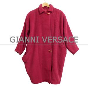 GIANNI VERSACE ジャンニヴェルサーチ サイズ40 アルパカ×ウール オーバーサイズ ロングコート ステンカラーコート 赤 レッド