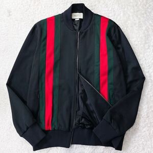 圧倒的デザイン!!!【グッチ GUCCI】最高傑作◎贅沢を極めた◎ ジャージ ブルゾン シェリーライン ジップ ブラック Lサイズ 極上の一品!!!