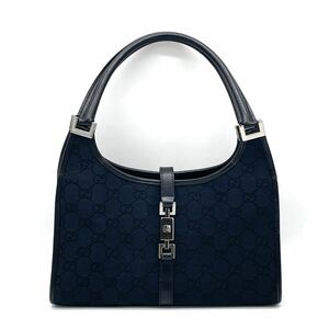 1円 GUCCI グッチ GGキャンバス レザー ジャッキー ブラック ハンドバッグ 肩掛け ショルダー 002 1068