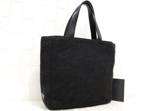 ◆超美品◆PRADA プラダ◆三角ロゴプレート◆ウール◆トート バッグ◆グレー ブラック シルバー金具◆イタリア製◆腕掛け◆通勤通学◆A8818