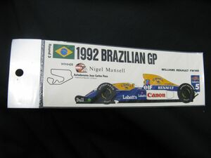 ★　1992 BRAZILIAN GP Nigel Mansell 　　ステッカー　　　★