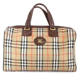 『USED』 BURBERRY バーバリー ノバチェック ボストンバッグ ブラウン キャンバス