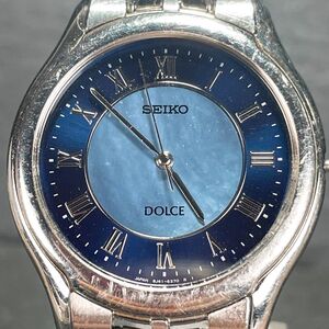 美品 SEIKO セイコー Dolce ドルチェ 8J41-6030 腕時計 アナログ クオーツ 3針 ブルー文字盤 メタルバンド シルバー 新品電池交換済み