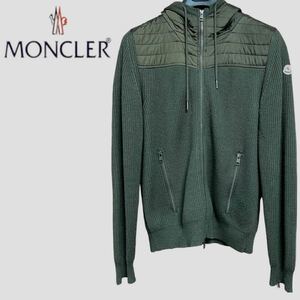  モンクレール MONCLER グリーン フード付きニット・セーター　サイズM カーディガン