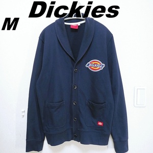 胸ワッペン【Dickies】ディッキーズ　スウエットカーディガン　へちま襟　ショールカラー　ネイビー　メンズM　ユニセックス　210429-01