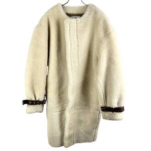 HYKE(ハイク) Sheep Shearing Leather Coat (beige)