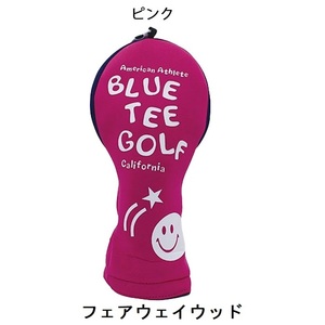 【定価2,750円】ブルーティーゴルフ ヘッドカバー (HC-034 ピンク FW) ストレッチスマイル【BLUE TEE GOLF正規品】新品値札付き 2023新作