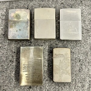 H055 まとめ ▲ Zippo ジッポー オイルライター 5点セット 綾波レイ シルバー スリム 他 喫煙具 5点火花あり