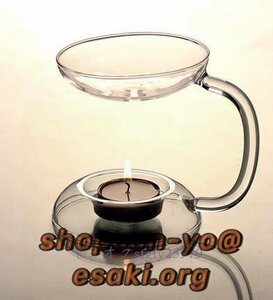 P072☆新品アロマポット キャンドルスタンド シンプル ガラス製 クリア 透明