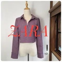 ZARA　ザラ　 HOUNDSTOOTH POLO SHIRT　М