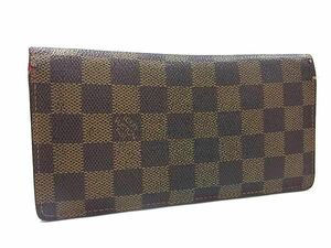 1円 LOUIS VUITTON ルイヴィトン N60017 ダミエ ポルトフォイユ ブラザ 二つ折り 長財布 ウォレット ブラウン系 FG0260